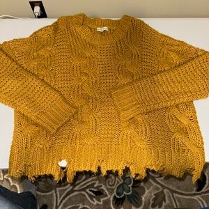 Moon River Mustard Cable Knit Sweater